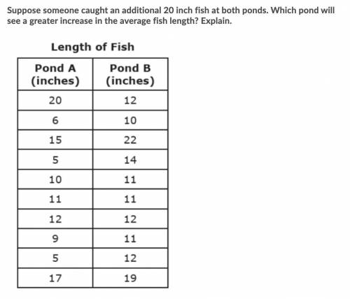 Which one is it?

A. Pond B, because its original mean is closer to 20 inches than Pond A's. 
B. P