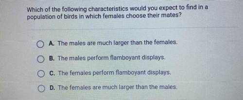 Which of the following characteristics would you expect to find in a population of birds in which f