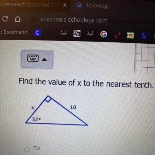Find the value of x to the nearest tenth. PLEASE HELP ANSWER THIS!!!