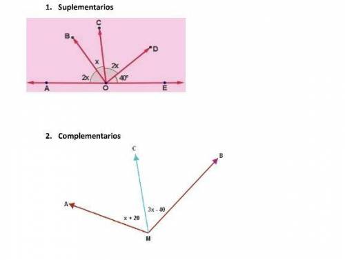 Find the angles for each graph.Supplementary and Complementary​