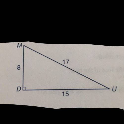 1. Find the measure of angle M to the nearest degree.

2. Find the measure of Angle U to the neare