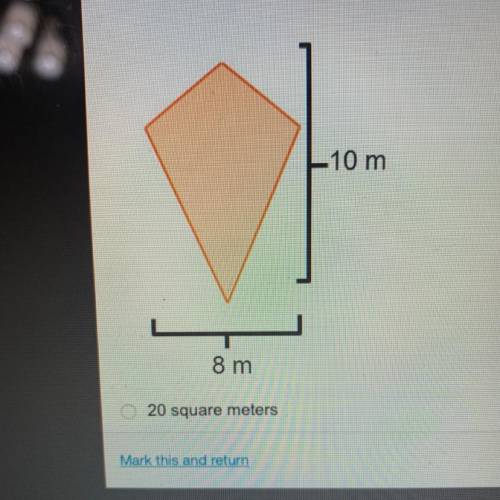 What is the area of this kite? A) 20 square meters

B) 36 square meters 
C)40 square meters 
D) 80