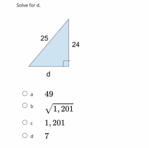 Solve for d. the question