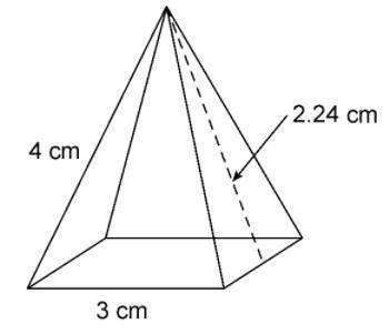 Consider the surface area of the pyramid shown.

Draw a net for the pyramid. Label all sides with