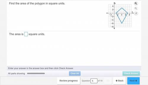 Find the area of the polygon in square
units.