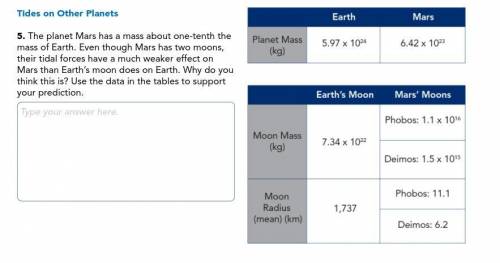 The planet Mars has a mass about one-tenth the mass of Earth. Even though Mars has two moons, their