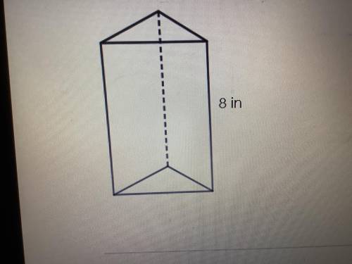 The figure pictured is a triangular prism. The volume of the prism is 32 square inches. What is the