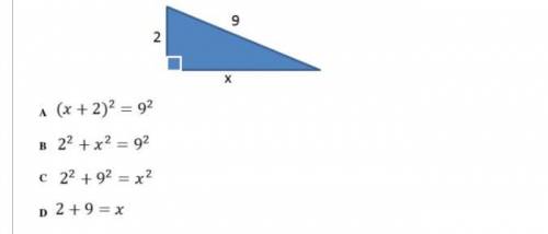 For the right triangle shown, whih equation can be used to find the vaule of x
