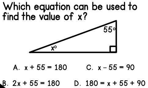 Which equation can be used to find the value of x 42º, 67º, x)