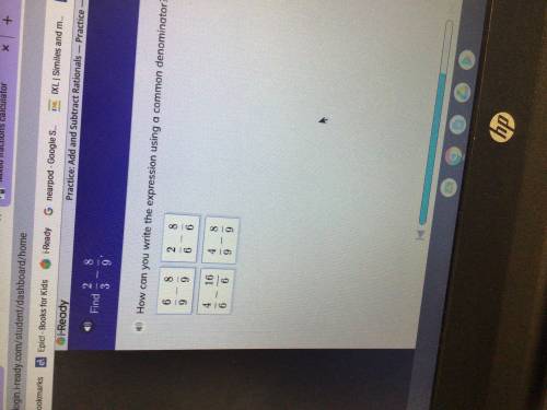 Find 2/3 - 8/9 how can you write the expression using a common denominator