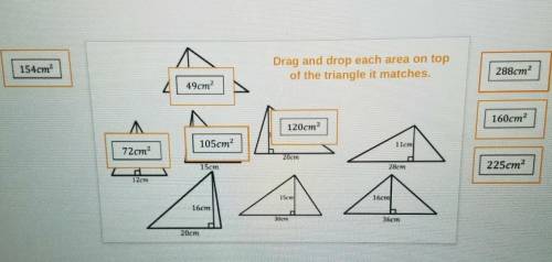 Drag and drop each area on top of the triangle it matches. i already did the 4 that have the answer