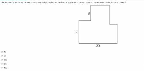 In the 8-sided figure below, adjacent sides meet at right angles and the lengths are given are in m