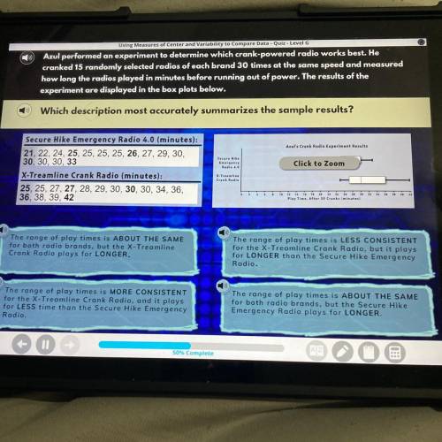 Using Measure

Azul performed an experiment to determine which crank-powered radio works best. He