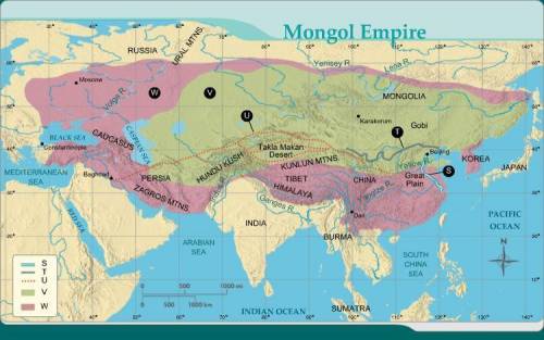 Which river is connected to the Grand Canal (Letter S)?

A. GangesB. VolgaC. YangtzeD. Indus