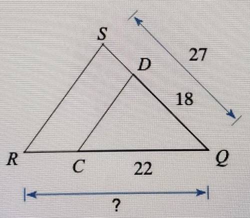 Find the missing length. The triangles in each pair are similar.

A. 47 B. 38 C. 45 D. 33 ​​​