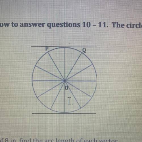 Give the diameter of 8 in, find the arc length of each sector

A. 2.09 in
B. 1.05 in 
C. 4.19 in