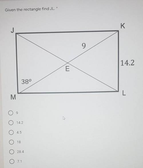 Given the rectangle find JL​