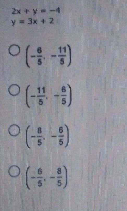 Solve the system of equations and choose the correct answer from the list of options. ​