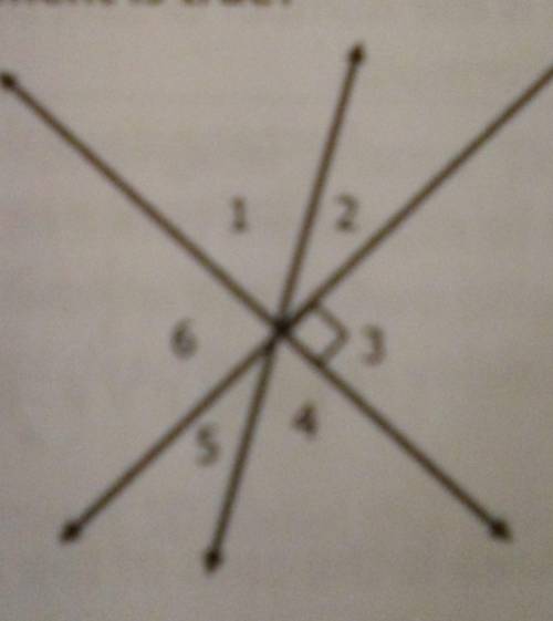 Which statement is true? A Angle 2 and angle 4 are vertical angles. B. Angle 3 and angle 6 are comp