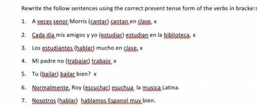 Rewrite the following sentences with the correct present tense that’s in parentheses.
