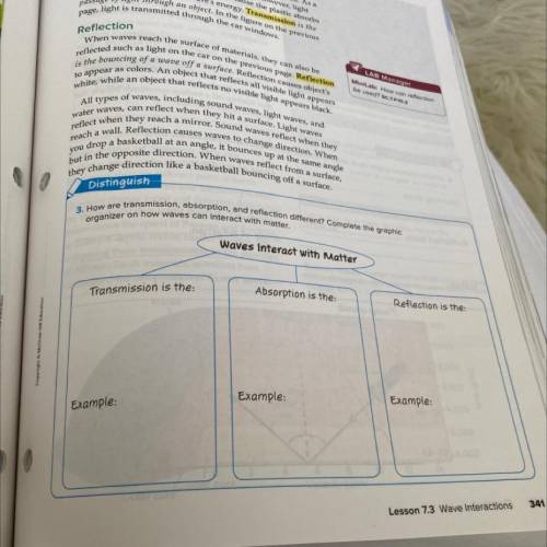 3. How are transmission, absorption, and reflection different? Complete the graphic

organizer on