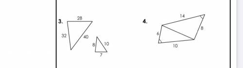 Determine if the triangles are similar . If they are, indicate whether they are similar
