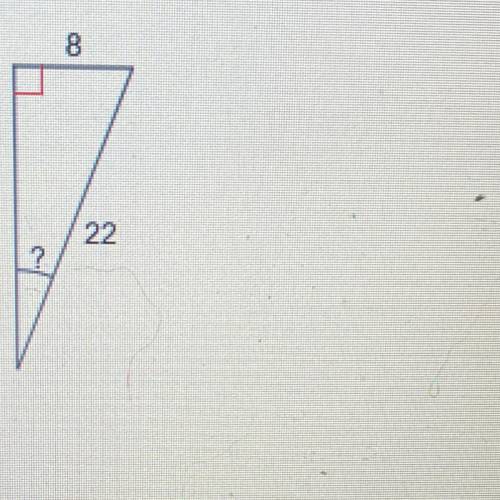Find the measure of the indicated angle to the nearest degree.
8
22
?
