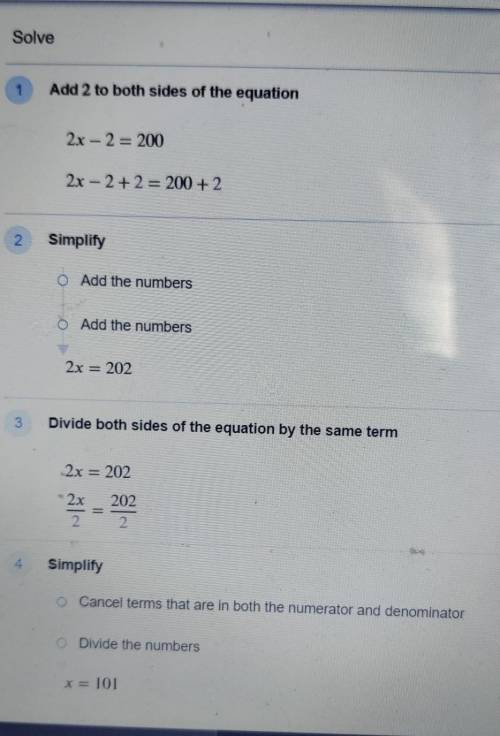 2x -2 = -200 
whats the value of x