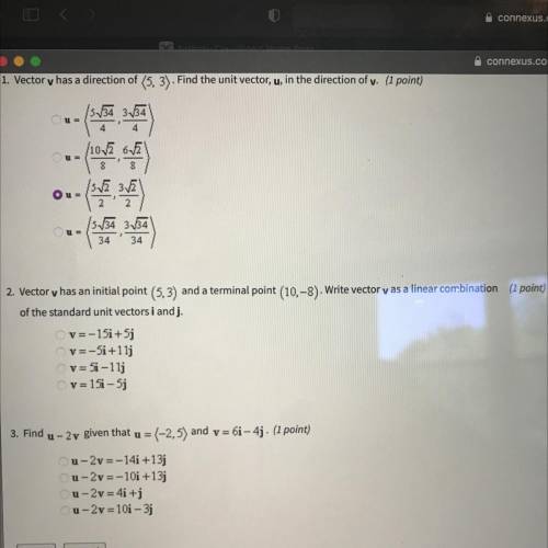 3. Find u-2v given that u =(-2,5) and v= 6i- 4j.