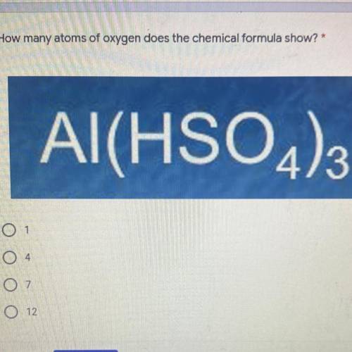 How many atoms of oxygen does the chemical formula show?
Al(HSO4)3