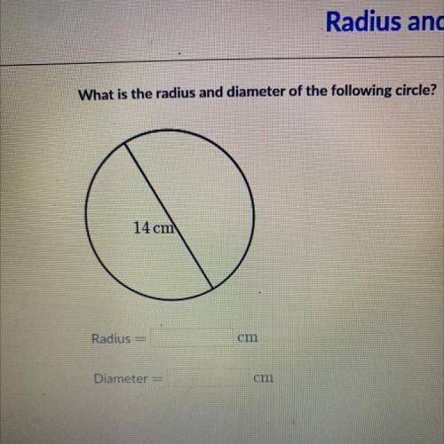 What is the radius and diameter of the following circle?