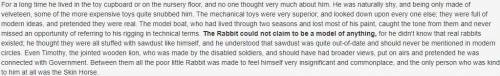 Read the passage below carefully and then answer the question.

(from “The Velveteen Rabbit,” by M