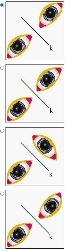 Identify the figure that illustrates a reflection in line k.