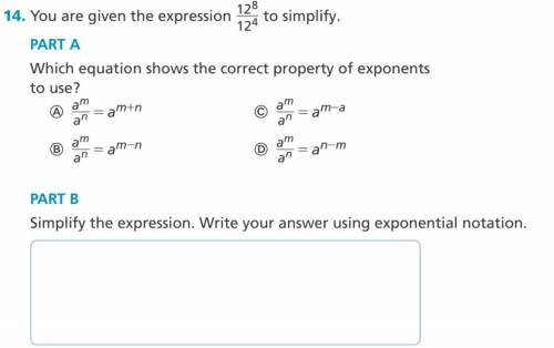 You are given the expression 128/124 to simplify.

PART A
Which equation shows the correct propert