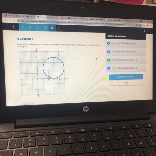 What are the characteristics of the circle on the grid