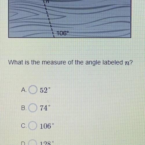 What is the measure of the angle labeled n?