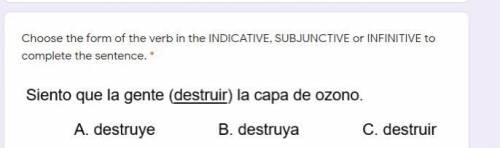 Choose the form of the verb in the INDICATIVE, SUBJUNCTIVE OR INFINITIVE to complete the sentences