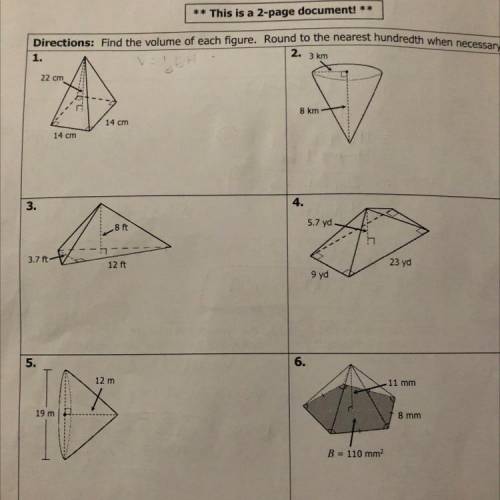 Find the volume of the pyramids and cones