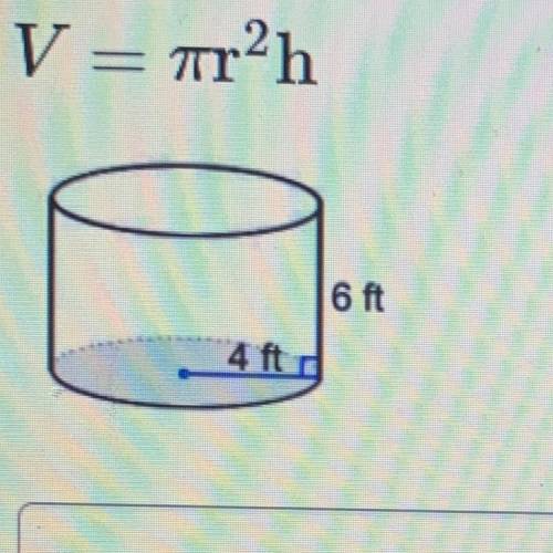 Find the volume. Use pi as part of the equation. Round to nearest 10th