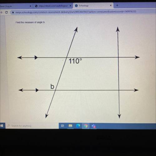 Find the measure of angle b.

Which is the Answers? 
A.70
B.34
C.110
D.20
Can you help me, I would