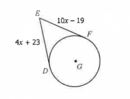 Given that DE and EF are tangent to the circle G, find EF