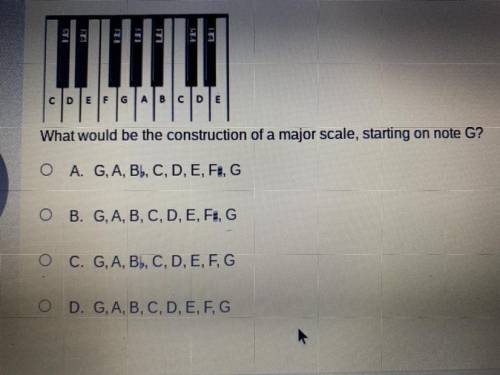 What would be the construction of a major scale,starting on note G?