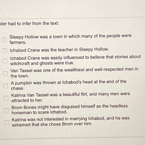 Place a checkmark next to each piece of information about that story that the reader had to infer f