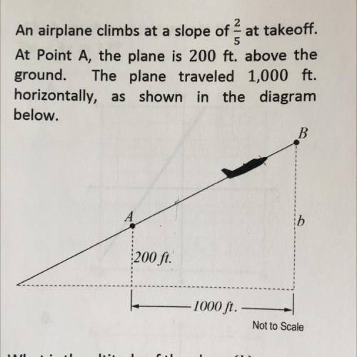 An airplane climbs at a slope of at takeoff.

An airplane climbs at the slope of 2/5 at takeoff. A