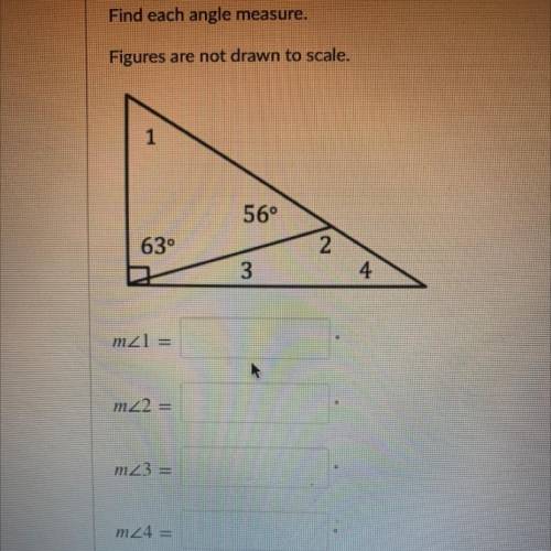 FIND EACH ANGLE MEASURE.
FIGURES ARE NOT DRWAM TO SCALE.