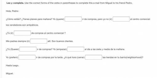 Spanish work please help

For the first on the answear choices are 
tienen que comprar zapatos.
qu