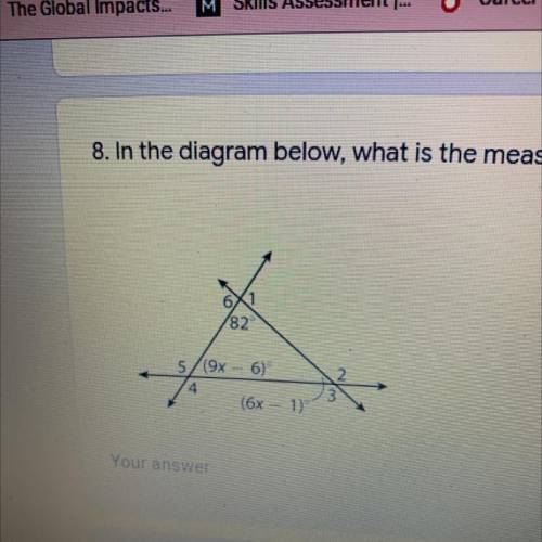 In the diagram what is the measure of angle 1