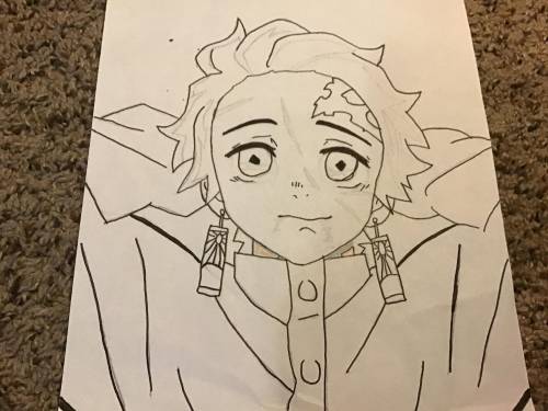 Does anyone watch Demon Slayer? I drew this earlier and I want to know how I did.
