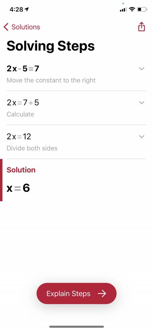 2x - 5 = 7

sorry i am really bad at this but does anyone mind answering this and explain how:)
