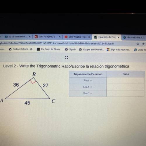 Level 2 - Write the Trigonometric Ratio 
PLZZ HELP!!